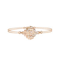 0.1 CTW sculptural fan round diamond double-chain bracelet in Rose Gold, front-facing flat view – Lunéa Paris