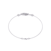 0.1 CTW sculptural fan round diamond double-chain bracelet in White Gold, circular profile view – Lunéa Paris