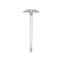 0.1 CTW sculptural fan round diamond double-chain bracelet in White Gold, narrow side profile – Lunéa Paris