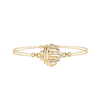 0.1 CTW sculptural fan round diamond double-chain bracelet in Yellow Gold, front-facing flat view – Lunéa Paris