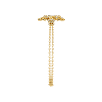 0.1 CTW sculptural fan round diamond double-chain bracelet in Yellow Gold, narrow side profile – Lunéa Paris