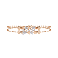 0.3 CTW geometric triangle pavé round diamond double-chain bracelet in Rose Gold, front-facing flat view – Lunéa Paris