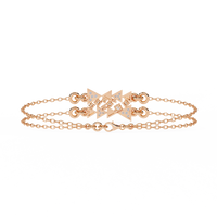 0.3 CTW geometric triangle pavé round diamond double-chain bracelet in Rose Gold, rear clasp-side flat view – Lunéa Paris