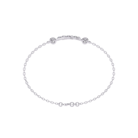 0.3 CTW geometric triangle pavé round diamond double-chain bracelet in White Gold, circular profile view – Lunéa Paris