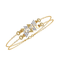 0.3 CTW geometric triangle pavé round diamond double-chain bracelet in Yellow Gold, angled view – Lunéa Paris
