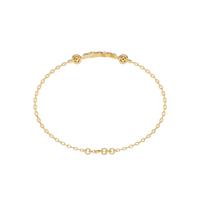 0.3 CTW geometric triangle pavé round diamond double-chain bracelet in Yellow Gold, circular profile view – Lunéa Paris