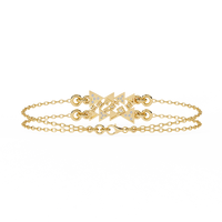 0.3 CTW geometric triangle pavé round diamond double-chain bracelet in Yellow Gold, rear clasp-side flat view – Lunéa Paris