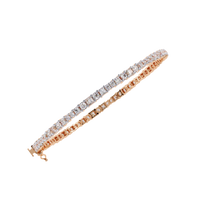 Round and princess-cut lab-grown diamond tennis bracelet in Rose Gold, angled view – Lunéa Paris