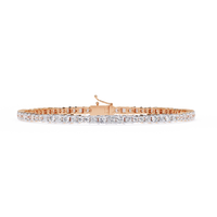 Round and princess-cut lab-grown diamond tennis bracelet in Rose Gold, front-facing flat view – Lunéa Paris