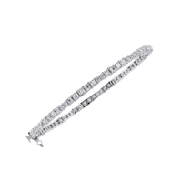 Round and princess-cut lab-grown diamond tennis bracelet in White Gold, angled view – Lunéa Paris