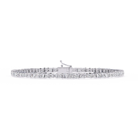 Round and princess-cut lab-grown diamond tennis bracelet in White Gold, front-facing flat view – Lunéa Paris