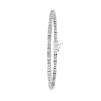Round and princess-cut lab-grown diamond tennis bracelet in White Gold, upright side profile – Lunéa Paris