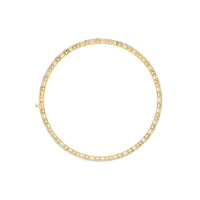 Round and princess-cut lab-grown diamond tennis bracelet in Yellow Gold, circular profile showing the clasp – Lunéa Paris