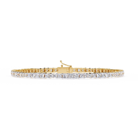 Round and princess-cut lab-grown diamond tennis bracelet in Yellow Gold, front-facing flat view – Lunéa Paris