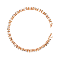 5.1 CTW alternating emerald and round lab-grown diamond tennis bracelet in Rose Gold, circular side profile – Lunéa Paris