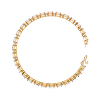 5.1 CTW alternating emerald and round lab-grown diamond tennis bracelet in Yellow Gold, circular side profile – Lunéa Paris