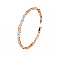 5.7 CTW multi-shape lab-grown diamond tennis bracelet in Rose Gold, upright angled profile – Lunéa Paris