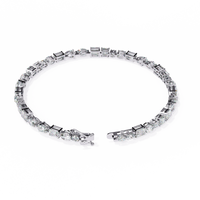 5.7 CTW multi-shape lab-grown diamond tennis bracelet in White Gold, elevated clasp-side view – Lunéa Paris