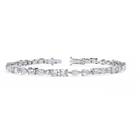 5.7 CTW multi-shape lab-grown diamond tennis bracelet in White Gold, front-facing flat view – Lunéa Paris