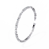5.7 CTW multi-shape lab-grown diamond tennis bracelet in White Gold, upright angled profile – Lunéa Paris