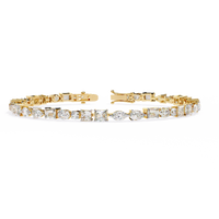 5.7 CTW multi-shape lab-grown diamond tennis bracelet in Yellow Gold, front-facing flat view – Lunéa Paris