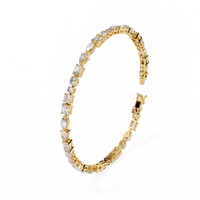 5.7 CTW multi-shape lab-grown diamond tennis bracelet in Yellow Gold, upright angled profile – Lunéa Paris