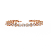 6.3 CTW marquise and round floral lab-grown diamond tennis bracelet in Rose Gold, front-facing flat view – Lunéa Paris