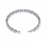6.3 CTW marquise and round floral lab-grown diamond tennis bracelet in White Gold, elevated clasp-side view – Lunéa Paris