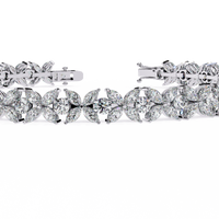 6.3 CTW marquise and round floral lab-grown diamond tennis bracelet in White Gold, close front detail – Lunéa Paris