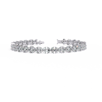 6.3 CTW marquise and round floral lab-grown diamond tennis bracelet in White Gold, front-facing flat view – Lunéa Paris