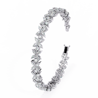 6.3 CTW marquise and round floral lab-grown diamond tennis bracelet in White Gold, upright angled view – Lunéa Paris