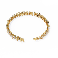 6.3 CTW marquise and round floral lab-grown diamond tennis bracelet in Yellow Gold, elevated clasp-side view – Lunéa Paris