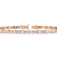 4.6 CTW alternating oval and round lab-grown diamond tennis bracelet in Rose Gold, close front detail – Lunéa Paris