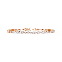 4.6 CTW alternating oval and round lab-grown diamond tennis bracelet in Rose Gold, front-facing flat view – Lunéa Paris