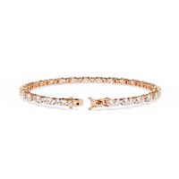 4.6 CTW alternating oval and round lab-grown diamond tennis bracelet in Rose Gold, rear clasp-side view – Lunéa Paris