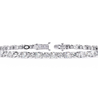 4.6 CTW alternating oval and round lab-grown diamond tennis bracelet in White Gold, close front detail – Lunéa Paris