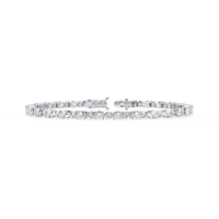4.6 CTW alternating oval and round lab-grown diamond tennis bracelet in White Gold, front-facing flat view – Lunéa Paris