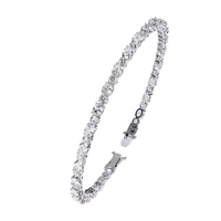 4.6 CTW alternating oval and round lab-grown diamond tennis bracelet in White Gold, upright angled view – Lunéa Paris