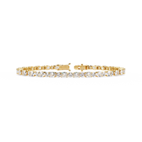 4.6 CTW alternating oval and round lab-grown diamond tennis bracelet in Yellow Gold, front-facing flat view – Lunéa Paris
