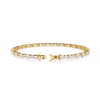 4.6 CTW alternating oval and round lab-grown diamond tennis bracelet in Yellow Gold, rear clasp-side view – Lunéa Paris