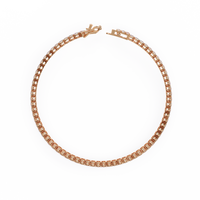 3.9 CTW classic round lab-grown diamond tennis bracelet in Rose Gold, circular profile view – Lunéa Paris