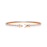 3.9 CTW classic round lab-grown diamond tennis bracelet in Rose Gold, rear clasp-side view – Lunéa Paris