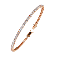 3.9 CTW classic round lab-grown diamond tennis bracelet in Rose Gold, upright angled view – Lunéa Paris