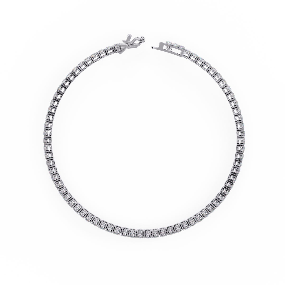 3.9 CTW classic round lab-grown diamond tennis bracelet in White Gold, circular profile view – Lunéa Paris