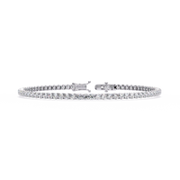 3.9 CTW classic round lab-grown diamond tennis bracelet in White Gold, front-facing flat view – Lunéa Paris