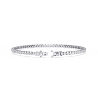 3.9 CTW classic round lab-grown diamond tennis bracelet in White Gold, rear clasp-side view – Lunéa Paris
