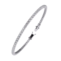 3.9 CTW classic round lab-grown diamond tennis bracelet in White Gold, upright angled view – Lunéa Paris