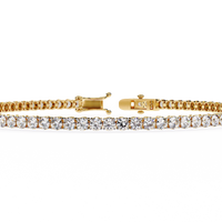 3.9 CTW classic round lab-grown diamond tennis bracelet in Yellow Gold, close front detail – Lunéa Paris