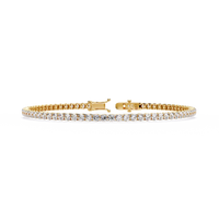 3.9 CTW classic round lab-grown diamond tennis bracelet in Yellow Gold, front-facing flat view – Lunéa Paris