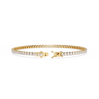 3.9 CTW classic round lab-grown diamond tennis bracelet in Yellow Gold, rear clasp-side view – Lunéa Paris